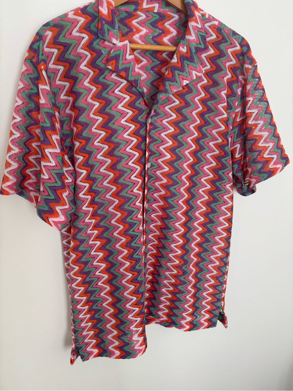Men's Short-Sleeve Zigzag Print Shirt - Multi